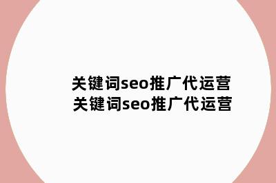 关键词seo推广代运营 关键词seo推广代运营